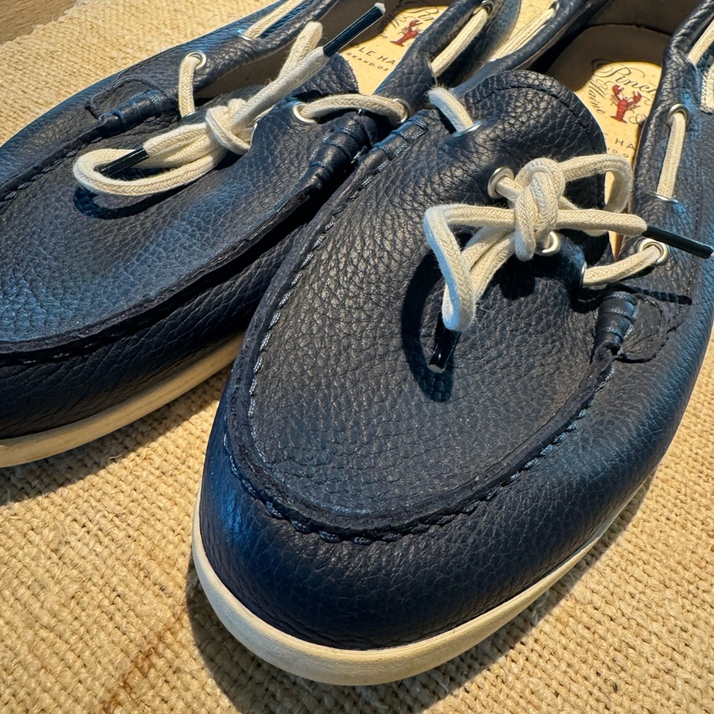 Cole Haan pinch weekender| navy blue leather boat shoes loafers | coastal beach
